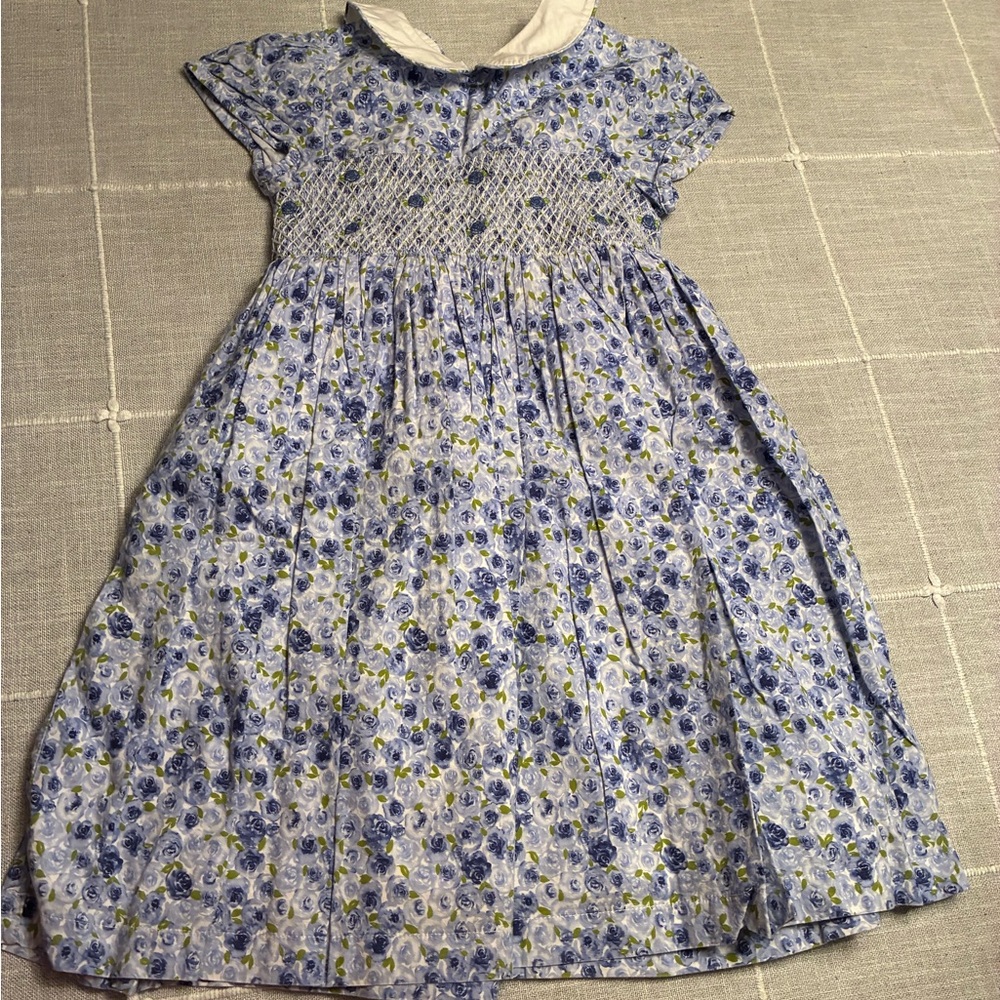 Charming Blue and White Floral Kids Dress